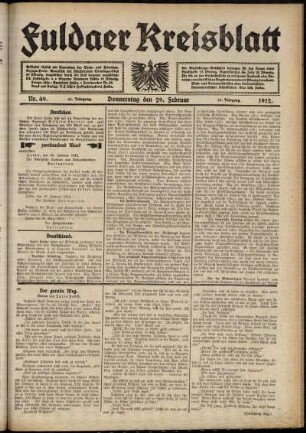 Ausgabe vom Donnerstag, den 29. Februar 1912.