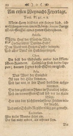 Am ersten Weynacht-Feyertage