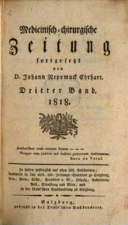 Medicinisch-chirurgische Zeitung. 1818, 3