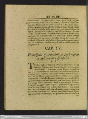 Cap. IV. De Praecipuis quibusdam in iure vario occurrentibus symbolis