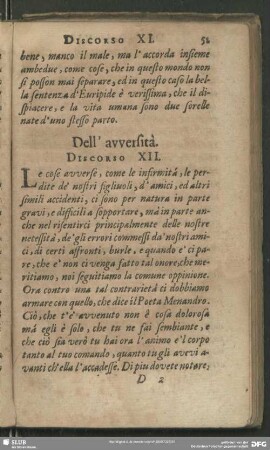 Dell´ avversità. Discorso XII.
