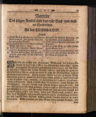 Vorrede Des seligen Arndts über das erste Buch vom wahren Christenthum