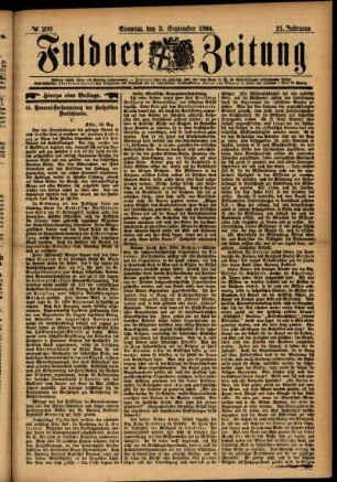 Erste Ausgabe vom Sonntag, den 02. September 1894.