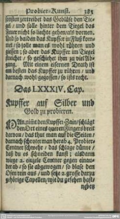 Das LXXXIV. Cap. Kupffer auf Silber und Gold zu probieren