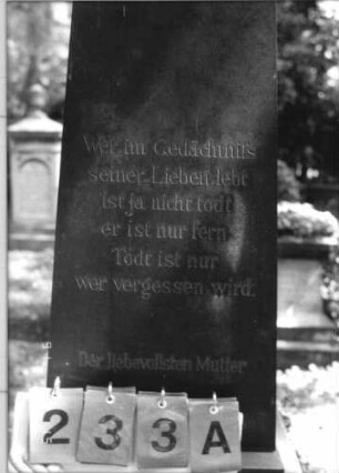 Grabstein 233 [Hahn S. 222 Grab-Nr. 907/908]: Grabstein 233A [Hahn S. 222 Grab-Nr. 907/908]