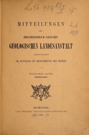 Mitteilungen der Badischen Geologischen Landesanstalt. 2,b. 1893