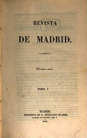 Revista de Madrid. 3,[1],5. 1843