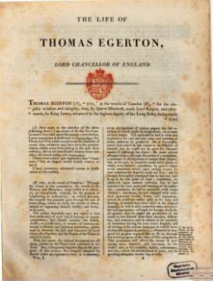 The Life of Thomas Egerton Lord chancellor of England