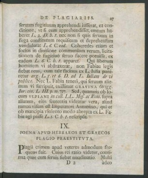 IX. Poena Apud Hebraeos Et Graecos Plagio Praestituta.