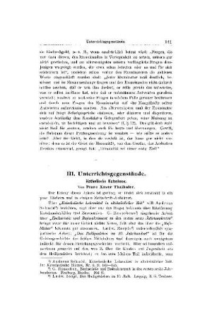 Katholische Katechese : [Unterrichtsgegenstände]