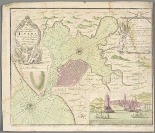 Neu und verbesserter Plan der St. u. Hafens Havana auf der Ins. Cuba mit den Wasser-Tiefen, Sandbaencken und Klippen : Publicatum secundum sententiam Parlamenti Ian. 21. 1739