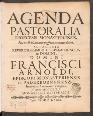 Agenda Pastoralia Dioecesis Monasteriensis, Rituali Romano passim accomodata