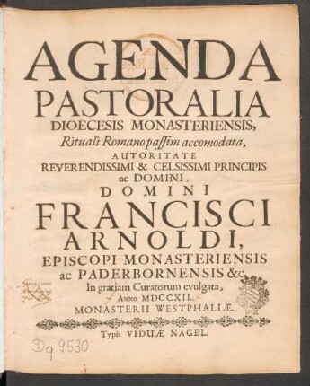 Agenda Pastoralia Dioecesis Monasteriensis, Rituali Romano passim accomodata