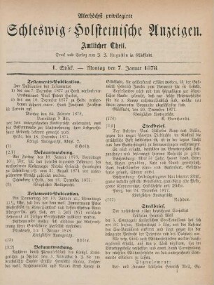 7. Januar-30. December = 1.-52. Stück. Amtlicher Theil