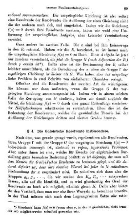 § 4. Die Galois'sche Resolvente insbesondere.