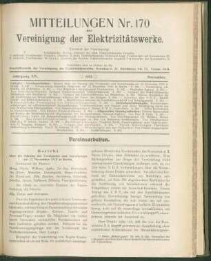 Mitteilung Nr. 170. Jg. 14, November 1915