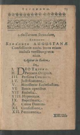 Auctarium Secundum, Exhibens Kephalaia Augustanae Confessionis nuda ...