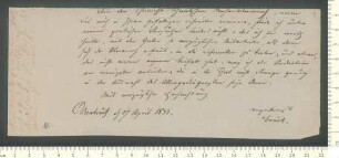 Brief von Anton Theobald Brück an Adelbert von Chamisso