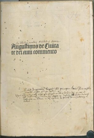 Augustinus de Ciuita||te dei cum commento
