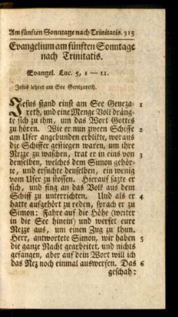 Evangelium am fünften Sonntage nach Trinitatis