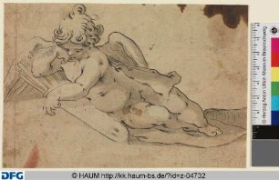 Auf Köcher liegender Amor
