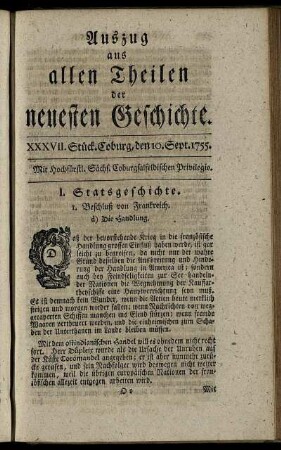 XXXVII. Stück. Coburg, den 10. Sept. 1755.