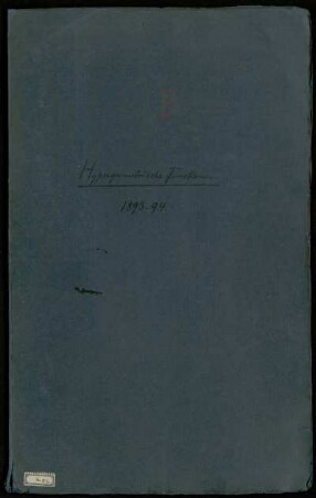 Ueber die hypergeometrische Function. [Vorlesungsmanuskript] [Vorlesungsmanuskript], Göttingen, 26.10.1893 - 6.3.1894 : Hypergeometrische Functionen