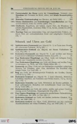 Schmuck und Uhren aus Gold (Nr. 641-673)