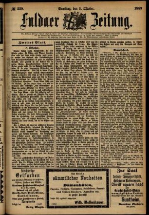 Zweite Ausgabe vom Samstag, den 05. Oktober 1889.