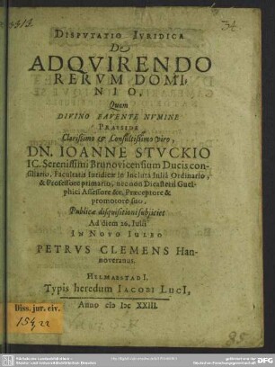 Disputatio iuridica de acquirendo rerum dominio
