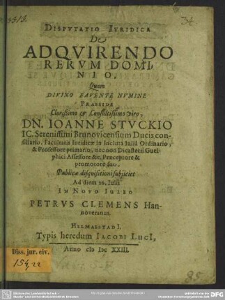 Disputatio iuridica de acquirendo rerum dominio