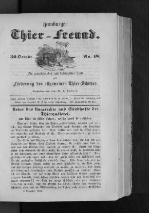 Hamburger Thier-Freund. No. 18.