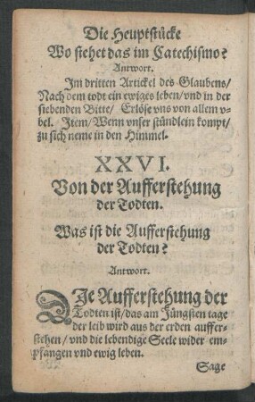 XXVI. Von der Aufferstehung der Todten.