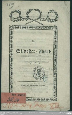 Am Silvester-Abend 1793