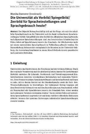 Die Universität als Vorbild/Spiegelbild/Zerrbild für Spracheinstellungen und Sprachgebrauch heute?