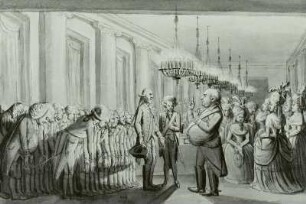 Gesellschaftskarikatur: Der Hof in Stuttgart