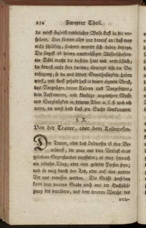 §. X. Von der Trauer, oder dem Leidwesen.