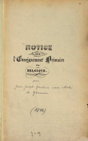 Notice sur l'enseignement primaire en Belgique