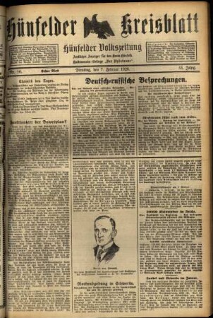Erste Ausgabe vom Dienstag, den 07. Februar 1928.