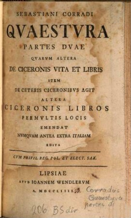 Egnatius sive de Quaestura Ciceronis