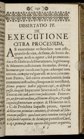 Dissertatio IV. De Executione Citra Processum.