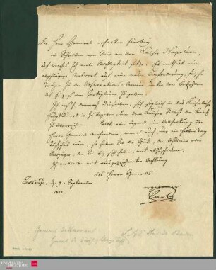 Ms 85-6 - Brief von Karl von Baden an unbekannt