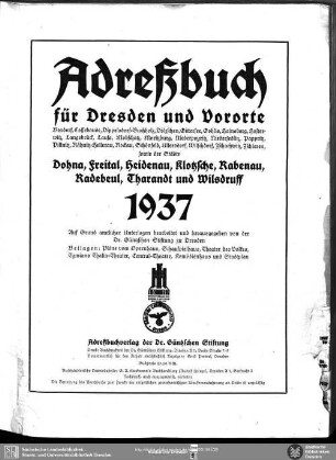 1937: Adreßbuch für Dresden und Vororte