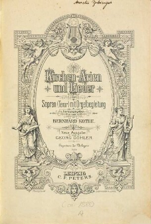 Kirchen-Arien und Lieder : für Sopran (Tenor) mit Orgelbegleitung