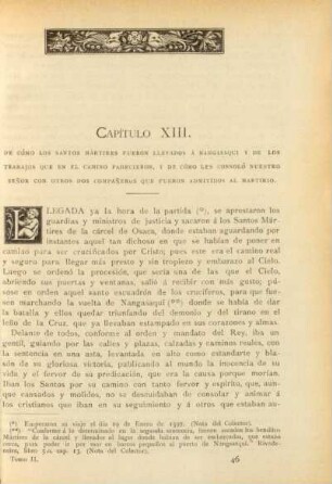 Capítulo XIII. De cómo los Santos Mártires fueron llevados á Nangasaqui y de los trabajos que en el camino padecieron, ...