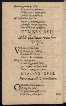 Hymnus XVIIII. Precatio ad S. sanctum.