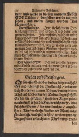 Gebät deß Seelsorgers.