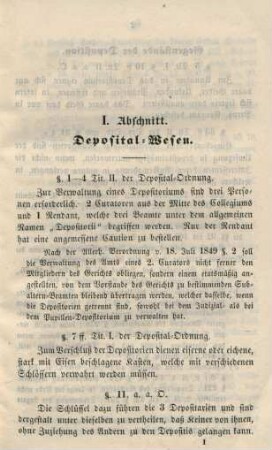 I. Abschnitt. Desposital-Wesen.