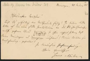Postkarte an Johannes Brahms : 30.03.1885
