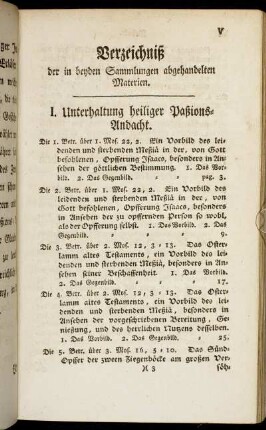 Verzeichniß der in beyden Sammlungen abgehandelten Materien.